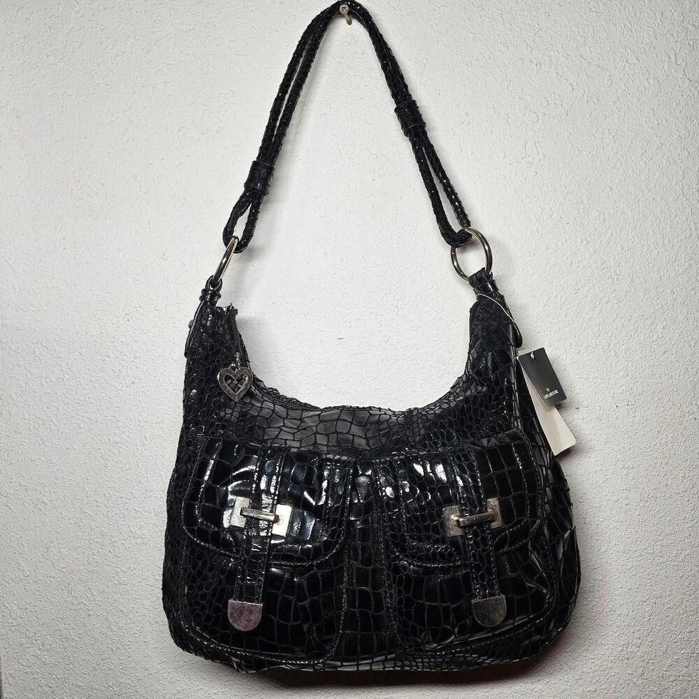 Vintage y2k deadstock faux vegan alligator skin slouchy purse